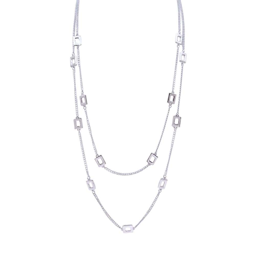 NWT Layered Rectangle Link Necklace 25–30" Adjustable